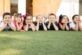 Group of happy preschool students