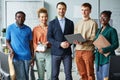 Group of programmers working in team