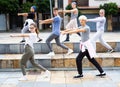 Portrait of group of teenagers at street. Hip hop dancers Royalty Free Stock Photo