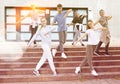 Portrait of group of teenagers at street. Hip hop dancers Royalty Free Stock Photo