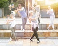 Portrait of group of teenagers at street. Hip hop dancers Royalty Free Stock Photo