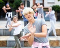 Portrait of group of teenagers at street. Hip hop dancers Royalty Free Stock Photo