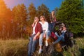 Group of young people driving a off road buggy car Royalty Free Stock Photo