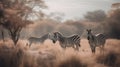 Portrait of a Group of Zebras in the Savanna