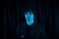 Portrait guy melancholic dark background Royalty Free Stock Photo