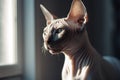 Portrait of hairless Sphynx cat.