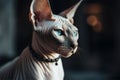 Portrait of hairless Sphynx cat.