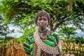 Portrait of a hamar woman in south Ethiopia