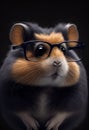 Portrait of a hamster with glasses. AI generated