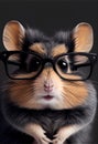 Portrait of a hamster with glasses. AI generated