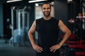 Portrait Of Handsome African American Male Athele Posing In Gym Interior Royalty Free Stock Photo