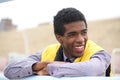 Portrait of a handsome african american man smiling outside Royalty Free Stock Photo