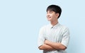 Portrait of a handsome Asian man looking out to the side and with his arms crossed Royalty Free Stock Photo