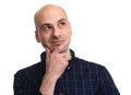 Portrait of a handsome bald man thinking Royalty Free Stock Photo