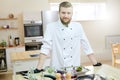 Handsome Chef Posing in Kitchen Royalty Free Stock Photo