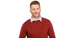 portrait of handsome bearded redhead man smiling at camera Royalty Free Stock Photo