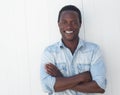 Portrait of a handsome black man with arms crossed Royalty Free Stock Photo