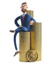 3d illustration. Portrait of a handsome businessman Billy with a stack of money.