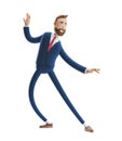 3d illustration. Portrait of a handsome businessman happy expression dancing Royalty Free Stock Photo