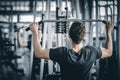 Portrait handsome caucasian young man healthy fitness doing exercise at indoor workout in gym. Royalty Free Stock Photo