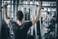 Portrait handsome caucasian young man healthy fitness doing exercise at indoor workout in gym. Royalty Free Stock Photo