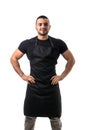 Portrait of handsome chef in black apron Royalty Free Stock Photo