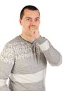 Portrait of a handsome coughing young man Royalty Free Stock Photo