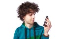 Portrait of a handsome guy with a cellphone Royalty Free Stock Photo