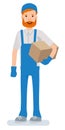Portrait of an handsome happy Warehouseman. Cartoon character person in working situations. Royalty Free Stock Photo