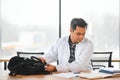 Portrait of a handsome Indian medical student. The concept of higher education. Royalty Free Stock Photo