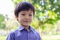 Portrait handsome little boy. Attractive handsome young boy feels happy when cute kid go to outdoor. He is 3 years old. Little Royalty Free Stock Photo