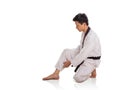 Male martial artist getting ready to practice Royalty Free Stock Photo