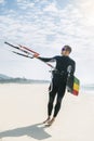 Portrait of handsome man kitesurfer. Royalty Free Stock Photo