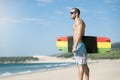 Portrait of handsome man kitesurfer. Royalty Free Stock Photo