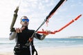 Portrait of handsome man kitesurfer. Royalty Free Stock Photo