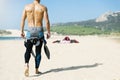 Portrait of handsome man kitesurfer. Royalty Free Stock Photo