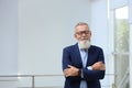 Portrait of handsome mature man in elegant suit with glasses indoors Royalty Free Stock Photo