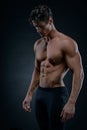 Portrait of a handsome muscular bodybuilder posing