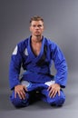 Portrait of Handsome Muscular Jiu Jitsu Fighter Posing.