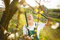 Portrait of a handsome senior man gardening in his garden Royalty Free Stock Photo