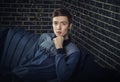 Portrait of handsome serious and pensive young man Royalty Free Stock Photo