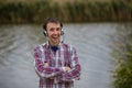 Portrait of a smiling customer service operator wearing a headset Royalty Free Stock Photo