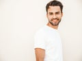 Portrait of handsome man posing outdoors