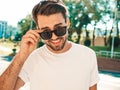 Portrait of handsome man posing outdoors Royalty Free Stock Photo