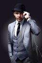 Portrait of handsome stylish man in elegant suit Royalty Free Stock Photo