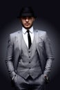 Portrait of handsome stylish man in elegant suit Royalty Free Stock Photo