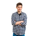 Portrait of a handsome teenager on a white background. Young man