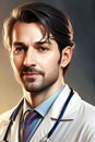 Portrait of a handsome young doctor generative ai Royalty Free Stock Photo