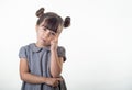 Portrait of handsome young girl with inspired facial expression who just has got an idea. Royalty Free Stock Photo