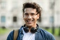 Portrait Of Handsome Young Man With Eyebrow Piercing Posing Outdoors Royalty Free Stock Photo